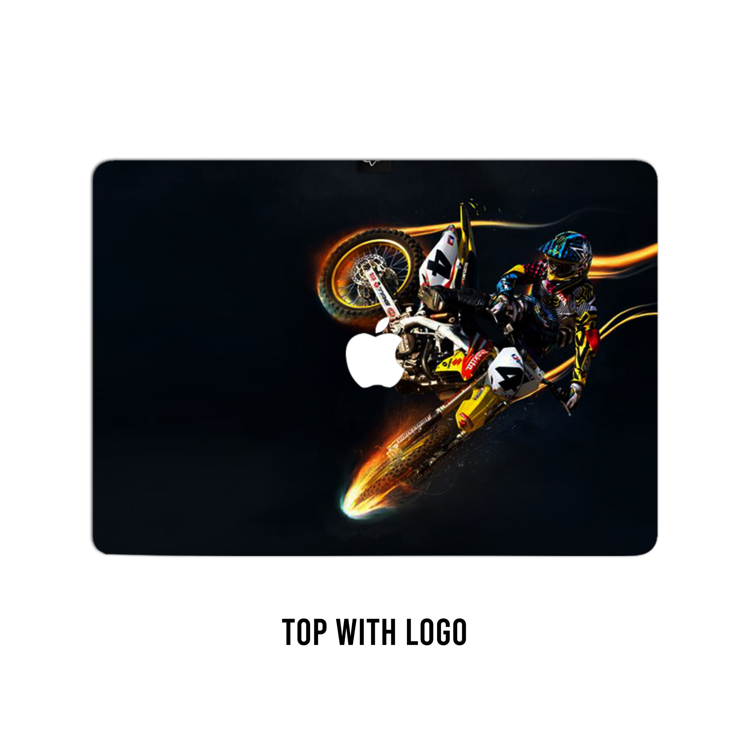 Dirt knight’s ride! Motorcycle adventure laptop skin. Conquer the trails with boldness and bravery on your device