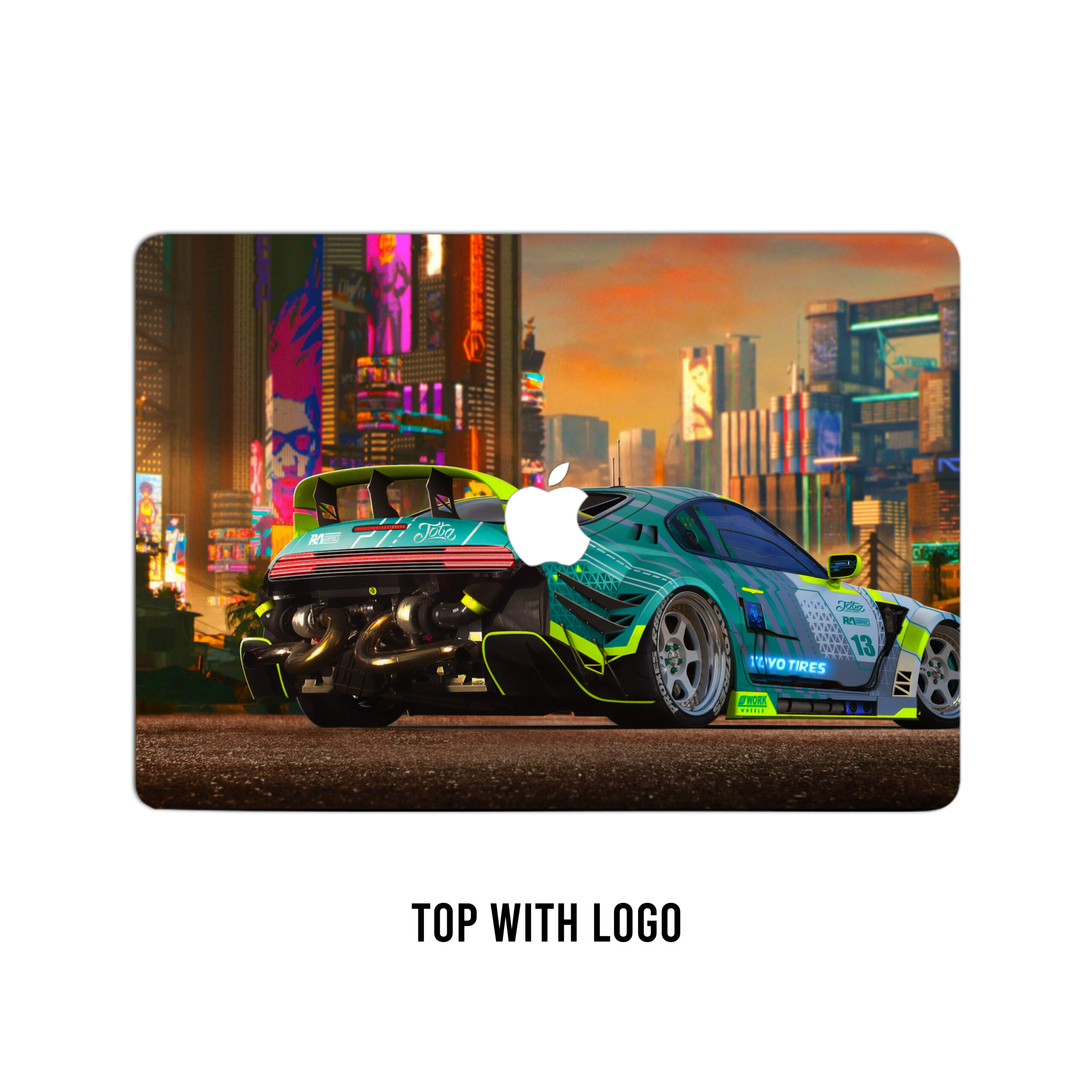 Cityscape drift! Toyota supra racing art laptop skin. Navigate the urban night with machine mastery and automotive elegance