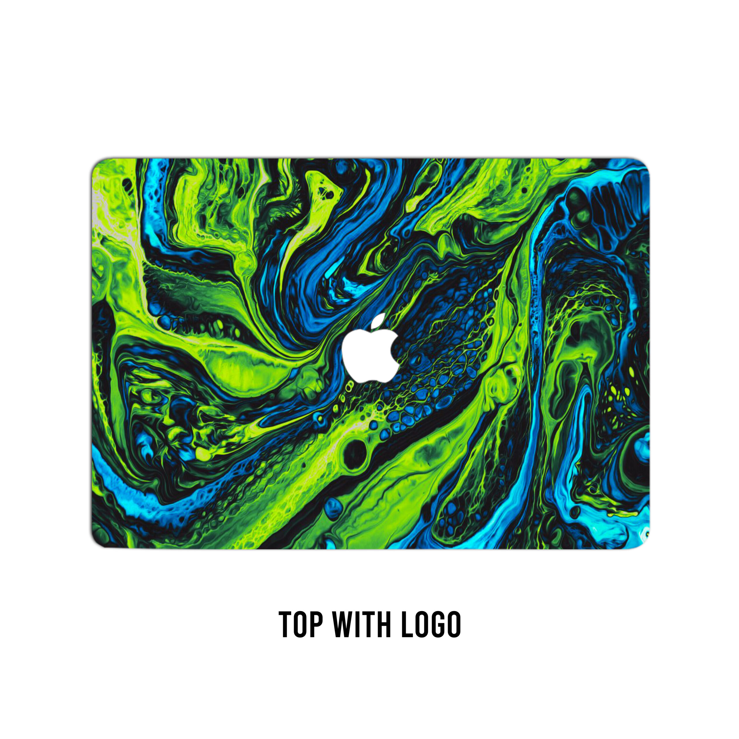 Fluid dreams! Floating colors of tranquility laptop skin, blue green yellow