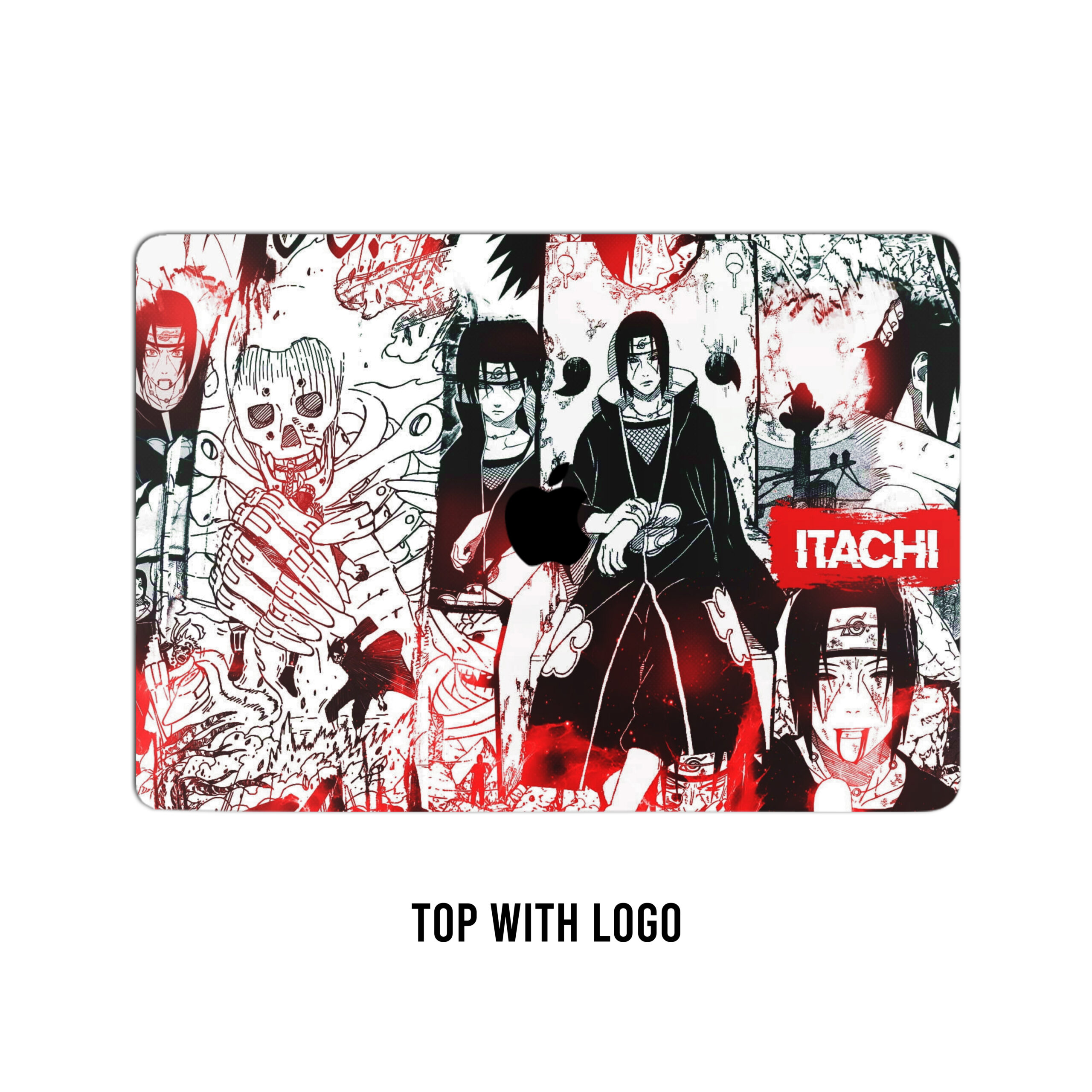 Crimson Chronicles! VEENSHI’s Itachi Collage Laptop Skin – Immerse Yourself in the Red-Hued Legacy of the Uchiha Prodigy.