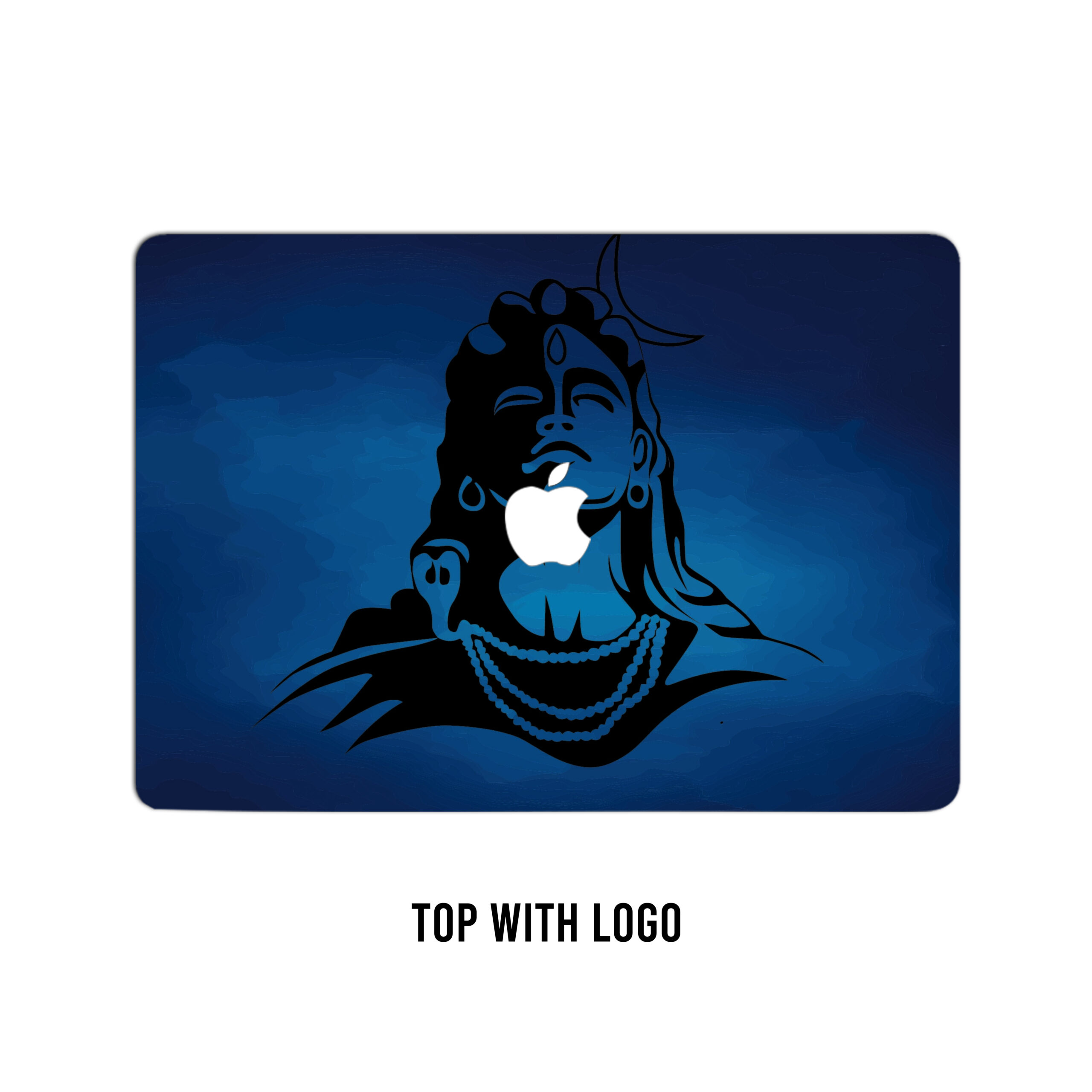 Mystic reverence! Lord shiva’s grace in black line art laptop skin