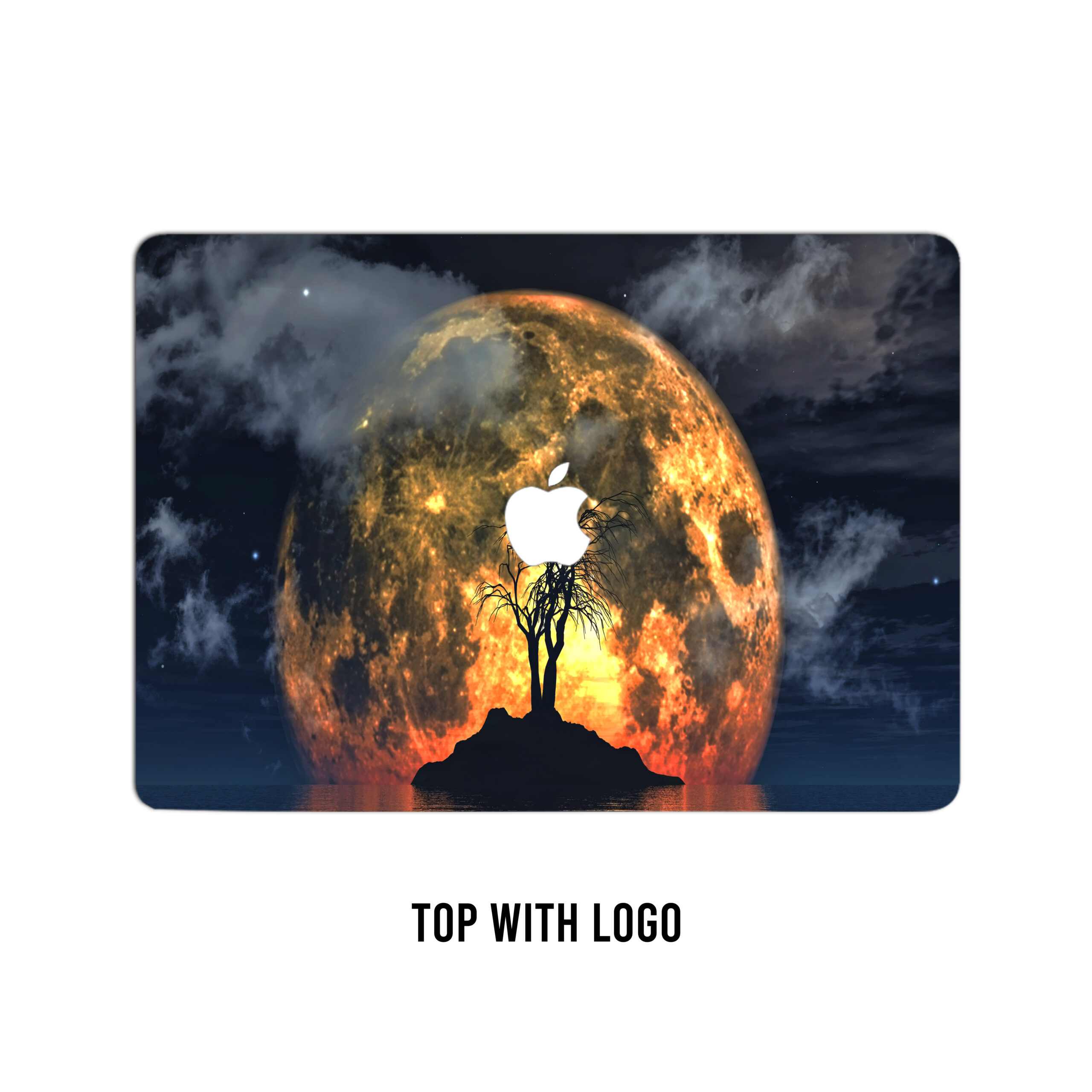 Laptop wrap showing lost in the timeless allure of galaxies, where the sun becomes a beacon of hope in the cosmic sea